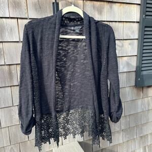 INC, Dress Sweater, Knit & Lace, Black Medium